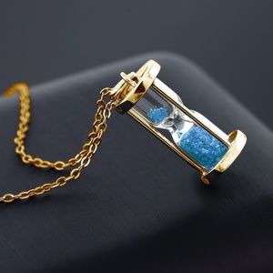 Hour Glass Necklace Genuine Blue Topaz